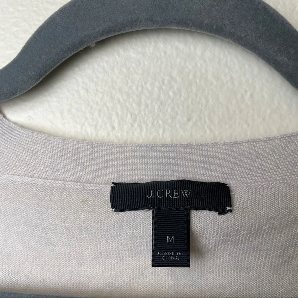J.Crew 100% Wool Cream Knit V Neck Cardigan - Picture 3 of 4
